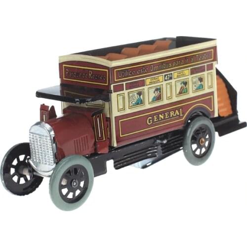 New Arrivals Tin Wind-up Double-decker General Omnibus Collectibles Tin Toy Classic Creative Gift for Kids Children Adults Toy