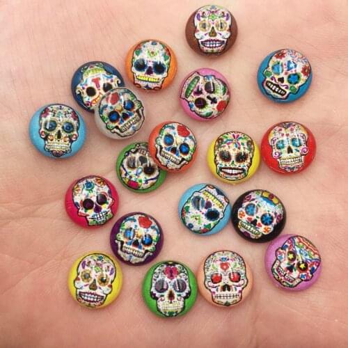 New Shiny 80pcs Mix Resin 10mm Colorful Skull Round Flatback Rhinestone Appliques DIY Christmas Scrapbook Craft SF960