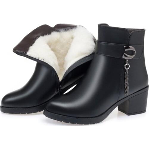 New Winter Martin Boots Women Boots Fashion Elegant Thick Heel Non-slip Comfort Inside Plush / Wool Boots Snow Shoes Plus Size