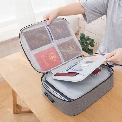 File Organizer With Lockable Document Ticket Bag Large-capacity Documents Family Travel Storing Important Items