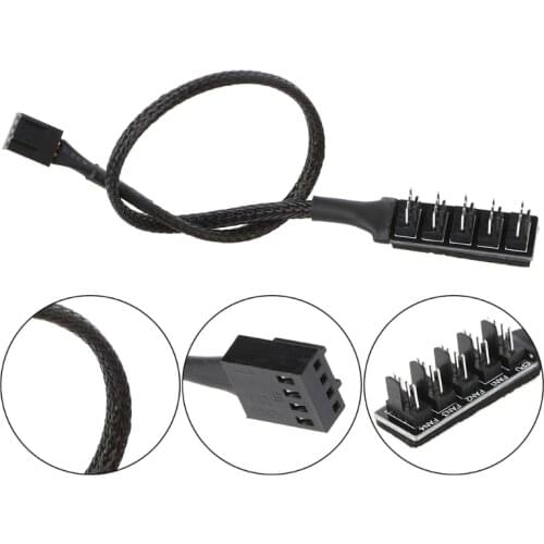 1 To 5 4-Pin Molex TX4 PWM CPU Cooling Fan Splitter Adapter Braided Power Cable