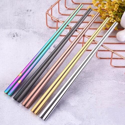 1 Pair Stainless Steel Chinese Korean Japanese Chopsticks Reusable Metal Chopstick Sticks Sushi Food Tableware Kitchen Tool