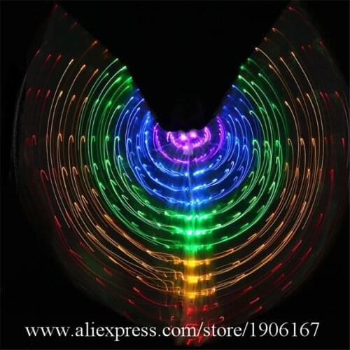 New Design Colorful Led Luminous Light Up Halloween Cloak Wings Led Illuminated Belly Dance Props Stage Performance Cloak Dress