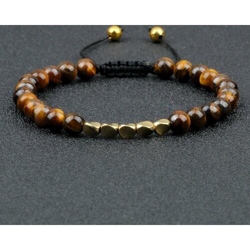 Irregular Copper Beads Braided Bracelet Natural 6mm Tiger Volcanic Lava Bangle For Women Men Handmade Ethnic Tibetan Jewelry