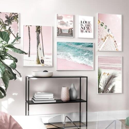 Beach Surfboard Camel Ferris Wheel Bridge Wall Art Canvas Painting Nordic Posters And Prints Wall Pictures For Living Room Decor