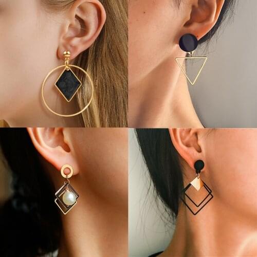 POXAM New Vintage Acrylie Statement Dangle Drop Earrings For Women Korean Geometric Gold Earrings Wedding 2020 kolczyki Jewelry