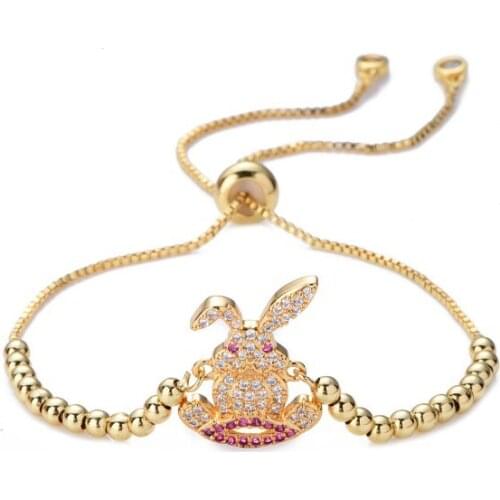Bunny multicolor micro pave cz zircon cubic zirconia Bracelet Adjustable silicone silver gold plated Charm Snake Chain 3edf23