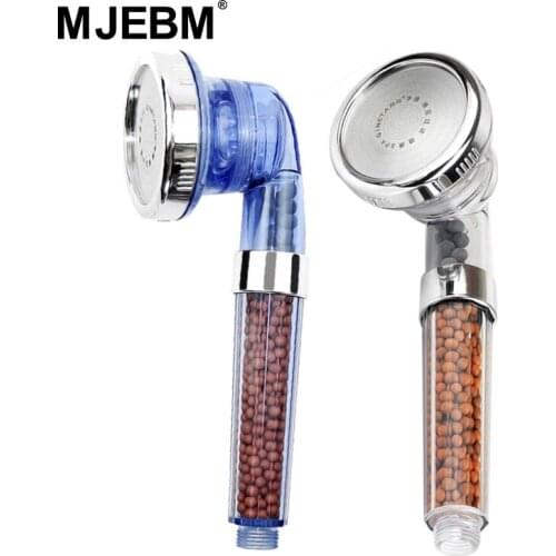 Adjustable 3 Mode Shower Bath Head High Pressure Stone Stream Handheld Shower Head With Negative Ion Activated Ceramic Balls