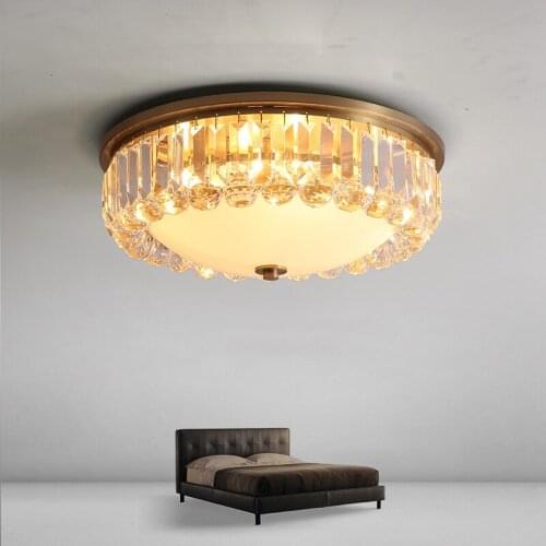 Lamp luxury copper ceiling lights simple modern crystal bedroom lamp led ceiling lights