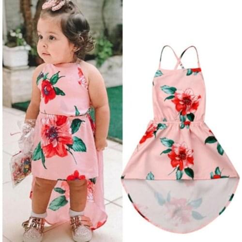 Toddler Newborn Kids Baby Girls Clothes Cute Floral Backless Party Pageant Summer Dress Casual Sundress Childrens Clothing Set