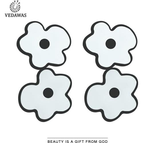 Vedawas Korean Acrylic Fresh Double Flower Earring for Women Cute Pearl Colorful Floral Drop Earrings Dress Jewelry Girl Gifts