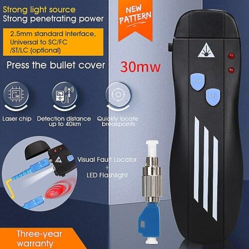 COMPTYCO 50MW/30MW/20MW/10MW/5KM MIni Visual Fault Locator,Fiber Optic Cable Tester 5-50KM Range,Type SC/FC/ST