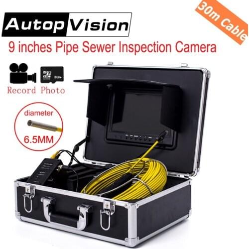 WP90 30M Sewer Pipe Inspection Snake Video Camera System 9''TFT LCD Waterproof Pipeline Endoscope BORESCOPE with DVR function