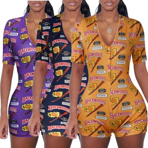 Womens Sexy Deep V Neck Shorts Jumpsuit Floral Long Sleeve Home Wear Bodysuit One Piece Pajama Overall Outfits Playsuits