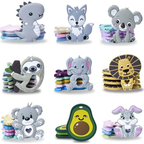 1pc Baby Teether Silicone Rabbit Food Grade Bunny Teether Nursing Teething Necklace Accessories Silicone Animal Teether