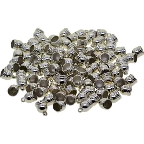 100 Plastic Leather Cord Cord End Caps Bead Caps Tassel Caps Bead Cover for Diy Jewelry Making