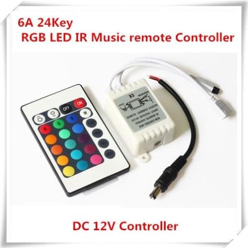 100PCS DC12V 6A 24Key Dual Output Port Connectors RGB LED Dimmer IR Remote Controller For 5050 2835 3528 3014 SMD RGB LED strip