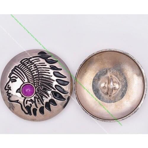 10X Southeast Tribal Silver Indian Chief Dress Purple Turquoise Leathercraft Clothes Handbag Connector Sewing Button