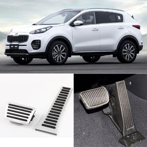 2pcs Aluminium Non Slip Foot Rest Fuel Gas Brake Pedal Cover For Kia KX5 2016 AT