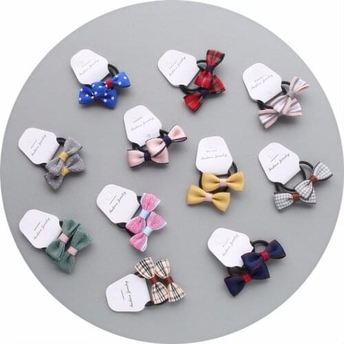 2PCS Creative Little Bowknot Girls Hair Accessories Children Hair Ropes Baby Headdress Kids Elastic Hair Bands Princess Headwear