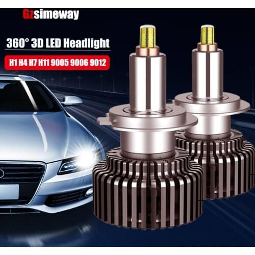 2PCS H1 H7 LED Bulb 20000LM H4 HB3 HB4 9012 HIR2 LED Car Headlight H11 H8 9006 9005 Canbus 360 Degree CSP Chip Auto Fog Lamp 12V