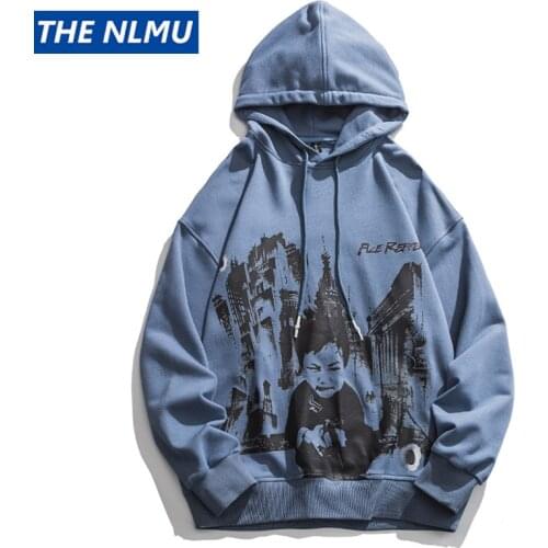 2021 Autumn Streetwear Hoodie Hip Hop Sweatshirt Men Vintage Print Pullover Casual Harajuku Hooded Hoodie Tops Clothing WE182