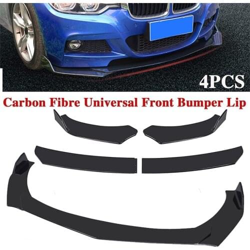 4pcs Car Front Bumper Lip Splitter Spoiler For BMW For BMW E90 E91 E92 E93 E60 E61 Carbon Fiber / Black