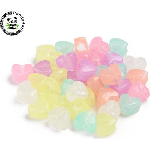 500g Colorful Luminous Acrylic Beads Glow in the Dark Beads For DIY Jewelry Making 12.5x12.5x7mm, Hole: 4mm