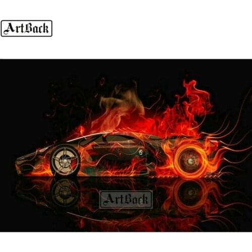 5d diy diamond painting supercar fire picture sticker full square diamond mosaic 3d diamond embroidery home decoration
