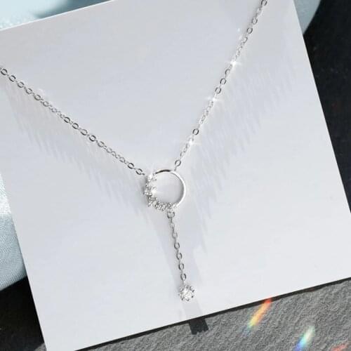 925 Sterling Silver Mosaic Zircon Tassel Round Bead Pendants Necklace For Women Collier Wedding Collares Jewelry DZ102