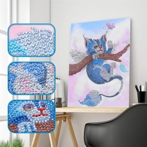 Special Shaped Diamond Painting Cat on the Tree Combination Modern Pattern DIY 5D Part Drill Cross Stitch Crystal Art Home Decor