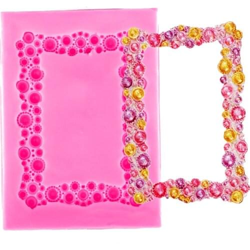 Diamond Lace Frame shaped 3D Reverse sugar molding Food Grade silicone mould for polymer clay molds cake decoration tools F1137