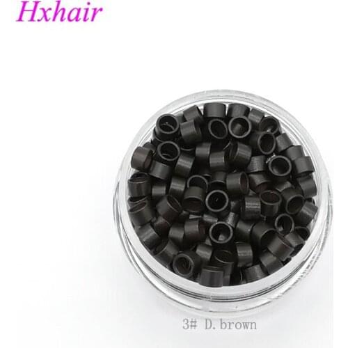 Freeshipping - 10000pcs 4.5mm Micro Aluminium Rings Without Screw Links Beads / Black D-Brown Brown L-Brown D-Blond Blond Auburn