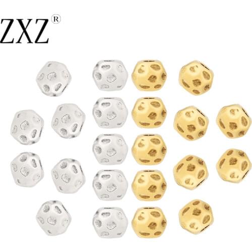 ZXZ 20pcs Tibetan Silver/Gold Tone Hammered Round Ball Spacer Beads for Bracelet Necklace Jewelry Making Accessories