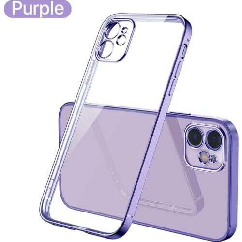 Luxury Plating Square Frame Matte Soft Silicon Case For Iphone 11 12 Pro Max X XR XS Max 7 PLus 8 SE 2020 Transparent Phone Case