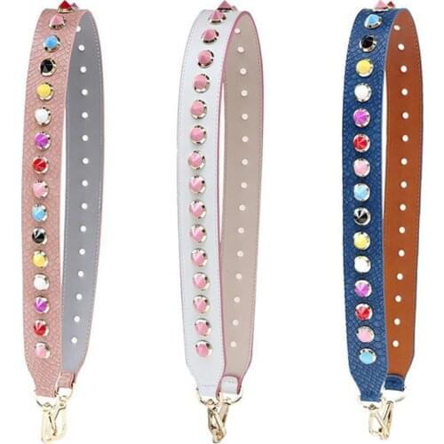 Color Shoulder Bag Strap Leather Rivet Women Bag Accessories Belts For Bags Wide Leather Straps Handbag Parts Correas Para Bolso