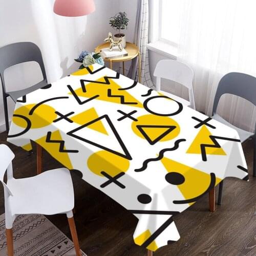 Geometry Print Decorative Oxford Fabric Tablecloth Waterproof Thick Rectangular Wedding Dining Table Cover Tea Table Cloth
