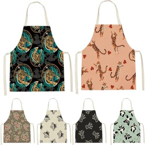 Animal Pattern Floral Print Sleeveless Apron ChildrenS Cleaning Home MenS And WomenS Anti-Fouling Apron Kitchen Waist Bib
