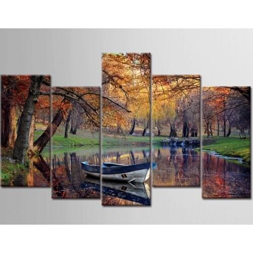 HD Printed boat in the forest landscape Painting Canvas Print room decor print poster picture canvas Free shipping/E-WY-17