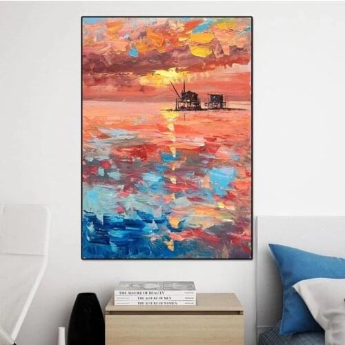 Impressionist Beautiful Knife Landscape Canvas Painting Posters and Prints Wall Art Pictures for Living Room Wall Decor Cuadros