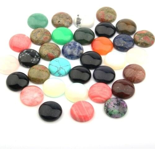 12-25mm Natural Semi-precious Stone Cabochons 14 Colors for Choice Round Shape DIY for Ring Face Nail Accessories Stone Patch