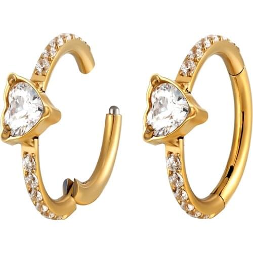 New G23 Titanium Piercing Ear Rings Hoop Stone Hight Segment CZ Rings Open Small Septum Piercing Noserings Fashion Body Jewelry