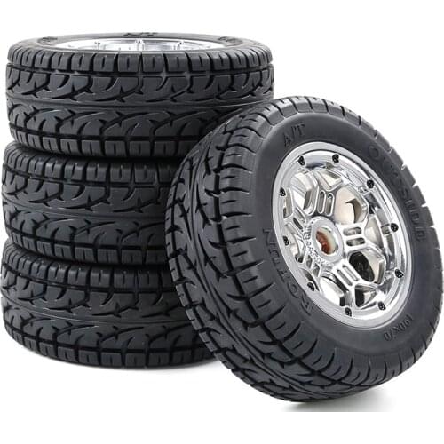 All-terrain wheel assembly with Chrome wheels for 1/5 ROVAN ROFUN LT LOSI 5IVE-T 190*70mm