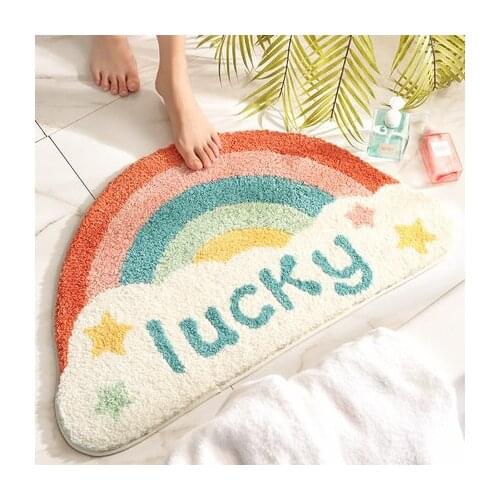 Nordic Carpet Area Rugs Funny Bathroom Bedroom Floor Rainbow Mats Welcome Doormat home decoration Cute Egg shape Bathroom Rug