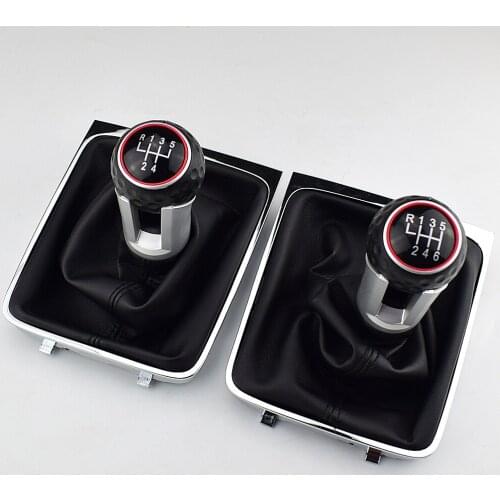 6 Speed Leather Car Manual Gear MT Shift Knob Gaitor Boot For Volkswagen VW Passat B6 DropShip Dropshipping