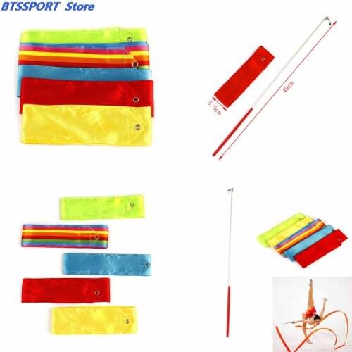 6m Colorful Gym Ribbons Dance Ribbon Rhythmic Art Gymnastics Ballet Streamer Twirling Rod Stick Training