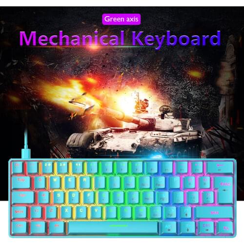 Backlit Gaming Mechanical Keyboard T60 Mechanical Gaming Keyboard Blue Switch 62 Keys Wired w/ 18 RGB Lights Effect