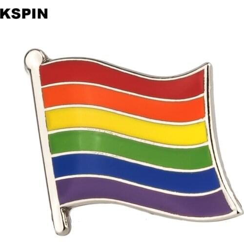 Rainbow 6 Colors Gay Pride Flag Metal Pinback Button Badges Symbol Pin Decorative Brooch Pins for Clothes XY0323