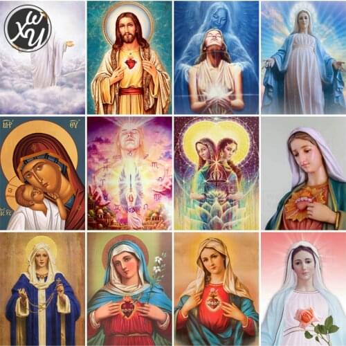 Full Drill Painting Kits Jesus Round Square Rhinestones Stitch Embroidery Maria 5D Diamond Art Mosaic Accessories for Home Decor