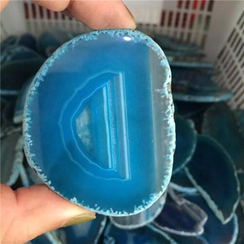 Natural Agate Geode Slice Blue Agate Polished Crystal Brazil Healing Reiki Stone Quartz Mineral As Gift